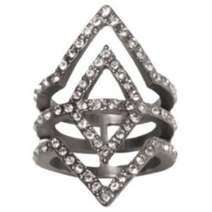 Banana Republic Sparkle Pave Deco Gunmetla Cut Out Cocktail Ring NWT 58 5 6 7